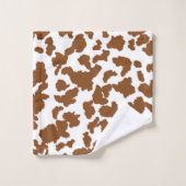 Motif de fourrure de vache marron et blanc (Gant de toilette)
