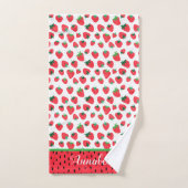 Motif de fraise rouge mignonne Personnalisé (Serviette à main)