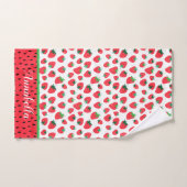 Motif de fraise rouge mignonne Personnalisé (Serviette à main)