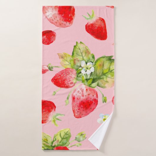 motif de fraise transparent aquarelle (Serviette de bain)