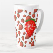 Motif de fraises Monogramme Nom initial Latte Mug (Angle droit)