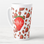 Motif de fraises Monogramme Nom initial Latte Mug (Angle gauche)