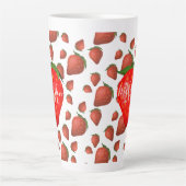 Motif de fraises Monogramme Nom initial Latte Mug (Devant)