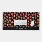 Motif de fraises Noir Rouge Prénom (Clavier et souris)