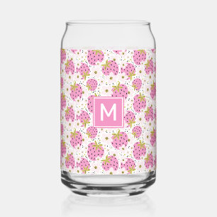 Motif de fraises rose Monogramme personnalisé