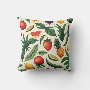 motif de fruits et légumes tropicaux coussin