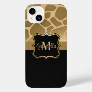 Motif de girafe noire et dorée