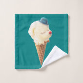 Motif de glace de Bichon souriant sarcelle Art (Gant de toilette)