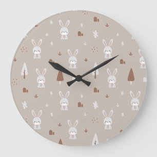 Motif de grande horloge pour enfants avec lapin ad