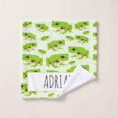 Motif de grenouille vert mou personnalisé (Gant de toilette)