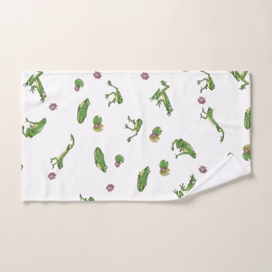 Motif de grenouille verte mignonne (Serviette à main)