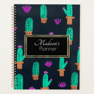 Motif de gribouillis de cactus monogrammé