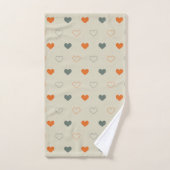 Motif de grille de cœurs orange et vert (Serviette à main)