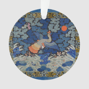 Motif de grue chinoise vintage : bleu impérial