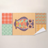 Motif de hibou en patchwork sans couture. arrière (Serviette de bain)