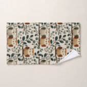 Motif de hibou et de feuille de forêt (Serviette à main)