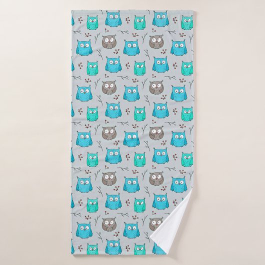Motif de hibou non répété (Serviette de bain)