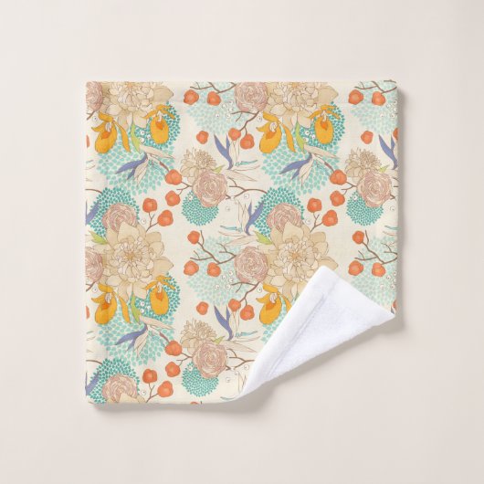 Motif de jardin fleuri coloré (Gant de toilette)