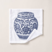 Motif de jarre de gingembre blanc bleu de la marin (Gant de toilette)