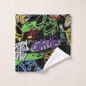 Motif de jeu graffiti néon (Gant de toilette)