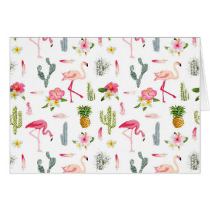 Motif de ketmie d'ananas de cactus de Flamant rose