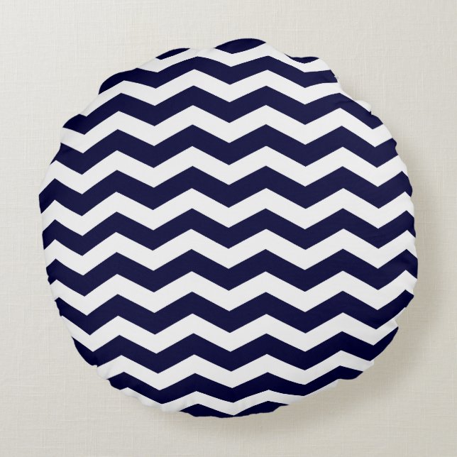 Motif de la marine Blue Chevron Coussins ronds (Dos)