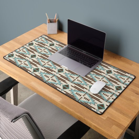 Motif de la tribu Aztec Brown Aqua (Bureau 2)