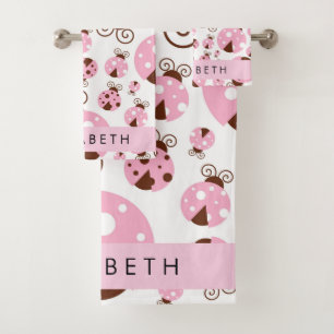 Motif De Ladybugs, Ladybugs Rose, Votre Nom