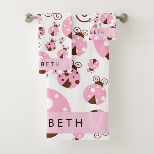 Motif De Ladybugs, Ladybugs Rose, Votre Nom (En situation)