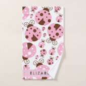 Motif De Ladybugs, Ladybugs Rose, Votre Nom (Serviette à main)