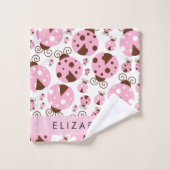 Motif De Ladybugs, Ladybugs Rose, Votre Nom (Gant de toilette)