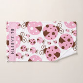 Motif De Ladybugs, Ladybugs Rose, Votre Nom (Serviette à main)