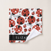 Motif De Ladybugs, Red Ladybugs, Votre Nom (Gant de toilette)