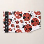 Motif De Ladybugs, Red Ladybugs, Votre Nom (Serviette à main)