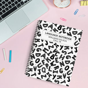 Motif de langue noire et blanche Carnet spiral