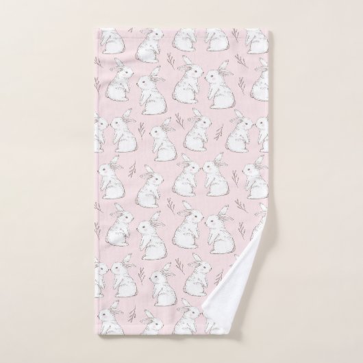 Motif de lapin rose mignon (Serviette à main)