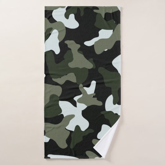 motif de l'armée de camouflage blanc vert (Serviette de bain)