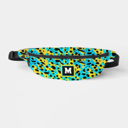 Motif de léopard turquoise abstrait cool Monogramm