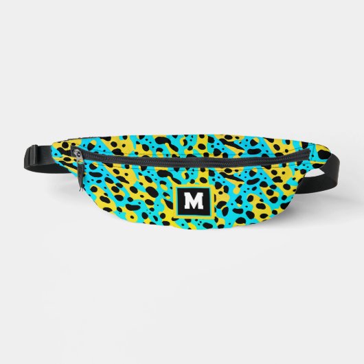 Motif de léopard turquoise abstrait cool Monogramm (Recto)