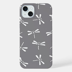 Motif de libellule japonaise, gris et blanc