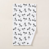 Motif de libellules japonais, noir et blanc (Serviette à main)