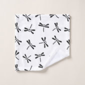 Motif de libellules japonais, noir et blanc (Gant de toilette)