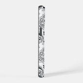 Motif de ligne damassé rococo noir sur blanc (Côté droit)