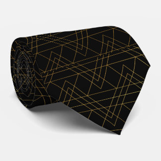 Motif de ligne or chic Cravate noir