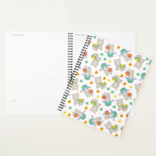 Motif De Llamas, Cute Llamas, Alpacas, Fleurs (Devant avec enveloppe)