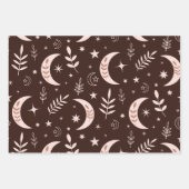 Motif de lune Boho avec feuilles et étoiles (Devant 3)