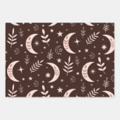 Motif de lune Boho avec feuilles et étoiles (Devant 2)