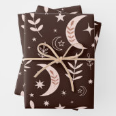 Motif de lune Boho avec feuilles et étoiles (En situation)