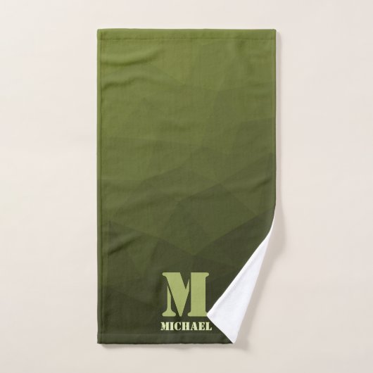 Motif de maille géométrique olive vert de l'armée (Serviette à main)
