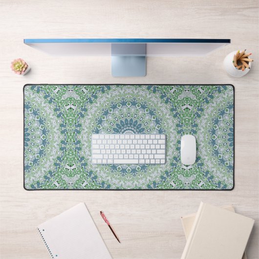 Motif de mandala côtier bleu et vert de mer (Bureau 1)